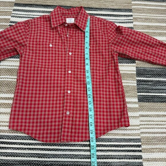 J. Crew Crewcuts Boy's Long Sleeve Button Down Shirt Checkered Red Size 6-7 - Picture 11 of 11